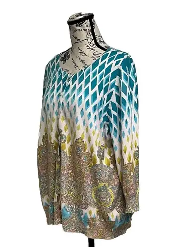 CJ BANKS Cardigan Sweater Nylon Blend Preppy Casual Modest Mature 1X Vtg Retro Blue