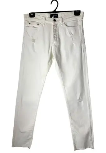 The Kooples Jeans Women 30 White Distressed Denim Fitted Tapered Designer