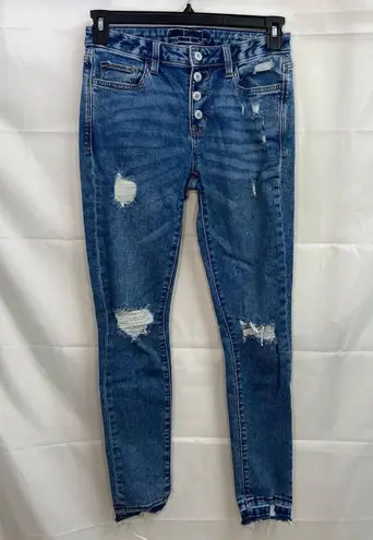 Arizona Jeans Arizona Jean Co women's medium wash multibutton stretch midrise distressed jeans