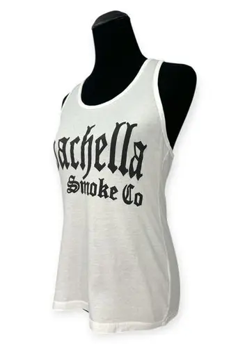 Coachella Smoke Co | L | Women's White Cotton Text Graphic Racerback Tank Top Size L