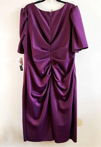 XScape Dress Plum (Purple) Short 3/4 Sleeve Scuba Dress w/ Side Ruche Sz 22W NWT