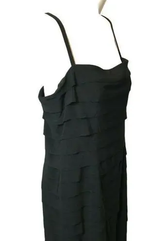 Evan Picone Little Black Evening Dress Tier Straps Mid Thigh Length Size 8 u