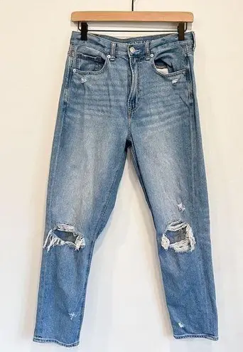 American Eagle  Hi Rise Distressed Mom Jeans Blue Size 6