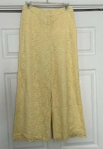 Rachel Parcell  Yellow Clover Lace Wide Leg Crop Trousers Pants Womens Size 6