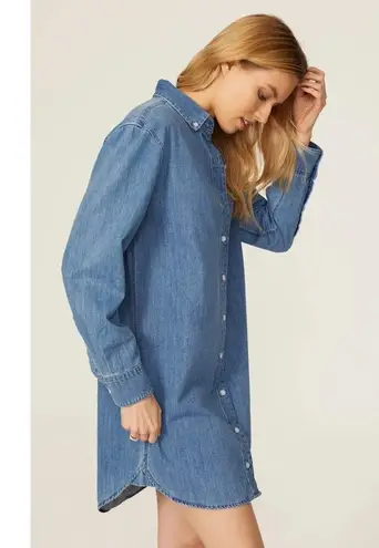 THAKOON Light Blue Wash Denim Button Up Front Mini Oversized Shirt Dress Size 4