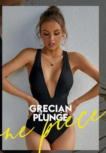 Molybell Women High Waitsted Ribbed Wrap Grecian Plunge Multiway One Piece