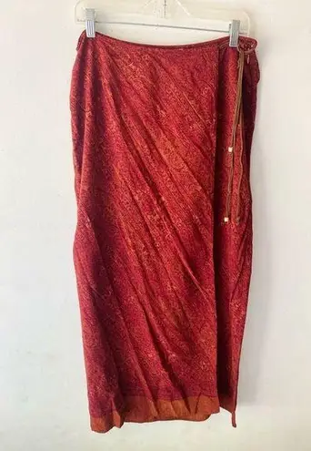 Norton Mcnaughton Vintage red/orange paisley wrap skirt size/L