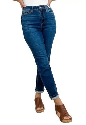 Judy Blue COOL SUMMER Hi-Rise Cuffed Boyfriend Jeans in Blue, Size 5/27