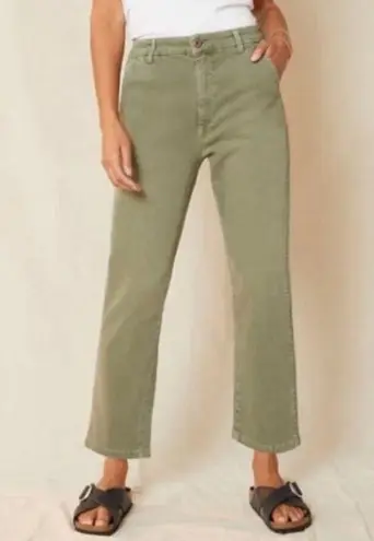 AMO Easy Trousers In Surplus Green Cropped Straight Leg High Rise Size 24