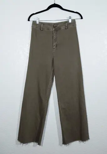 Miou Muse Charcoal High Rise Wide Leg Jeans Size Medium Green