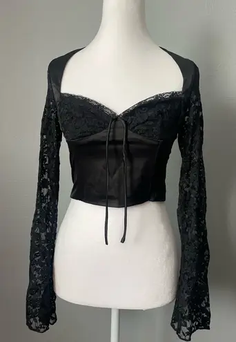Princess Polly Black Satin Lace Corset Top 