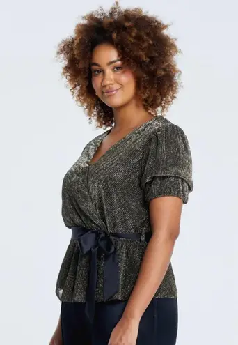 ESTELLE Women's Gold/Black Vega Tie Top Plus Size 3X