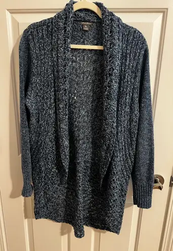 Eddie Bauer  Open Front Two Tone Blue Knit Cardigan Sweater Size XL
