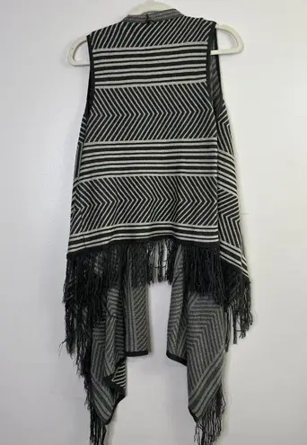Southwestern Aztec Chevron Printed Fringe Hem Handkerchief Hem Vest
