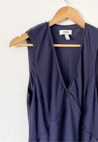 COS Floaty Asymmetrical Sleeveless Dress in Navy