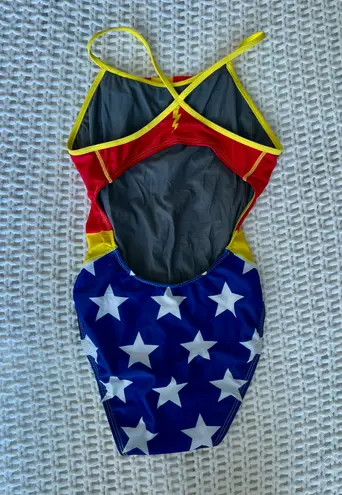 One Piece NWOT Vintage Y2K Splish Awesome Girl Thin Strap  Swimsuit / Wonder Woman Costume - 30