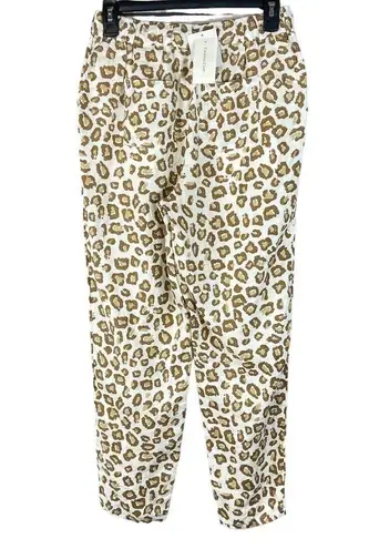 Charter Club X-Small Linen Pants Leopard Print Tapered Leg Pockets Elastic Waist
