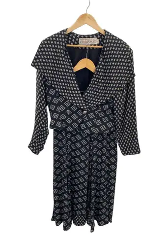 Vintage Marsha Brander for Componix Southwest Blazer Skirt Set sz 6 Acrylic Wool Black