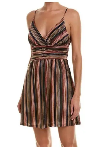 BCBGeneration  Multicolored Striped Spaghetti Strap Dress V Neck New Size 4