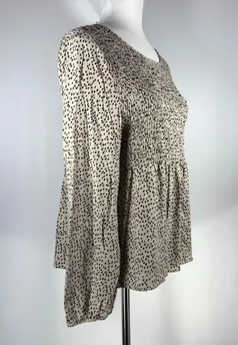 Urban Romantics Womens Long Sleeve Cheetah Print Blouse Size L Smocked Romantic