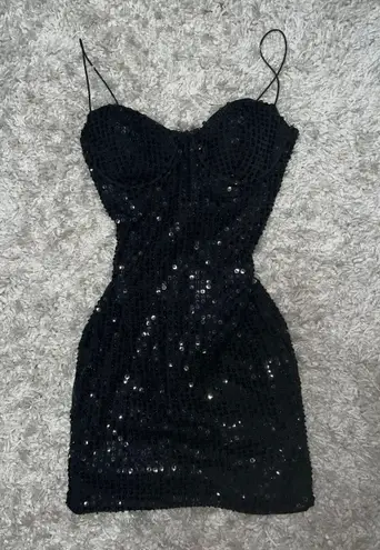 Oh Polly Black Sequin Dress