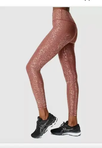 Sweaty Betty Disco Metallic Foil Print 7/8 Leggings Red Pink Terrazzo Size S