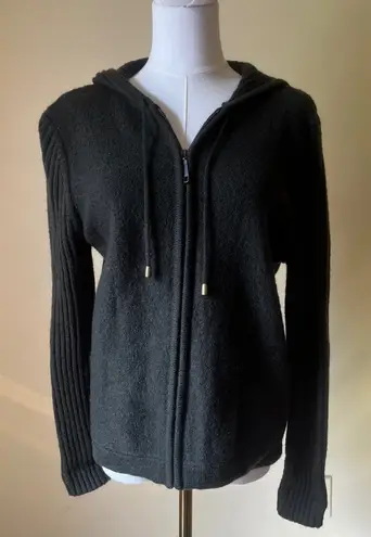 Vintage Giannetti Wool Zip Hoodie Petite Large Green Ribbed Knit Sweater Jacket Size undefined