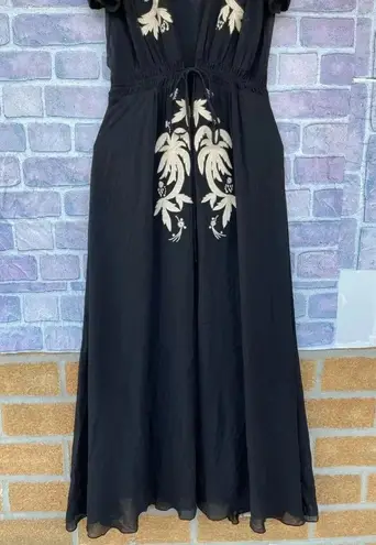 Saloni Leah Robe silk Dress w/Slip size 0 Black