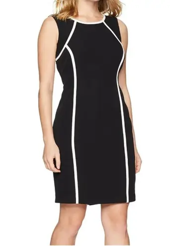 Boston Proper Black & White Contrasting Stitch Sleeveless Dress 8