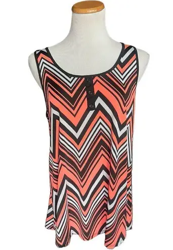 Womens Rue Juju Maternity Chevron Easy Care Tank Sleeveless Mixed Media Top