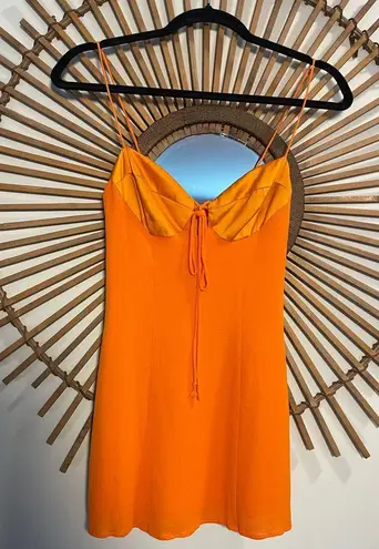Reformation Women’s The Sea Orange Spaghetti Strap Mini Dress Double Tie 🧡 Size 0