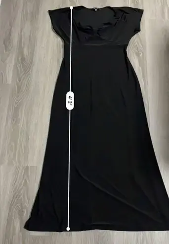 Tiana B Black Short Sleeve V Neck Gathered Maxi Dress Size S