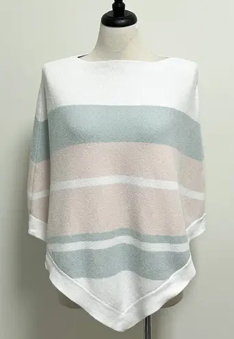 Barefoot Dreams Cozy Chic Ultra Lite Stripe Ocean Breeze Poncho NWT *Staining*
