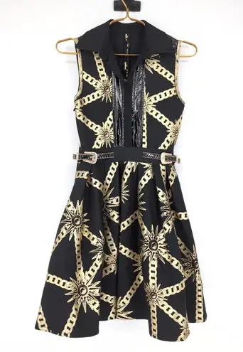 Barok Paris NJ Couture Black & Gold Scuba Material Sleeveless Dress NWT
