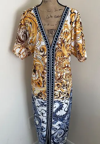 Ashley Stewart Chic Baroque Print Short Sleeve Dress