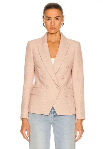 L'Agence L’AGENCE Kenzie Double Breasted Blazer Jacket Petal Blush Pink Boucle