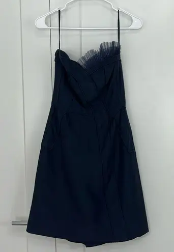 Marc by Marc Jacobs XS Navy Blue Kitty Silk Strapless Tulle Mini Dress