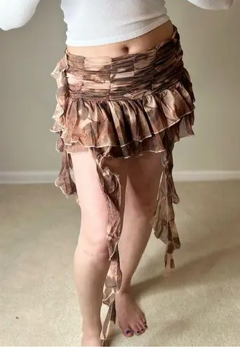 Silence + Noise Y2K Brown Ruffled Women's Skirt - Image 1