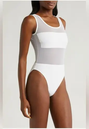 Norma Kamali Dash Dash Mesh Inset One-Piece Swimsuit, Size Medium, $195