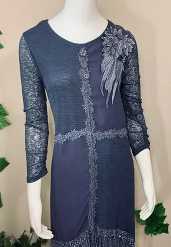 Pretty Angel Mauve Purple Knit Silk Floral Dress