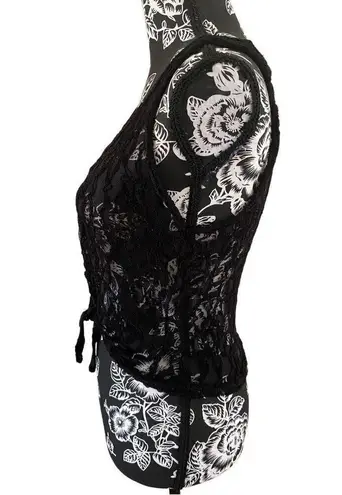 Voice Cropped Semi Sheer Lace Tank Top Wide Strap Floral Sexy Rave Party White Size L