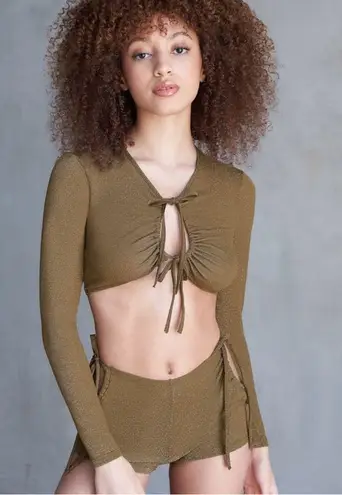 Savage X Fenty • Crop Top • Long Sleeve • Green Sparkle • Medium