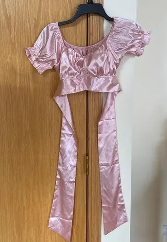 Bubblegum pink satin top with bow