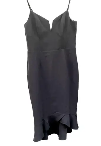 Bardot Kristen Peplum Cocktail Classic Black Spaghetti Strap Dress 12