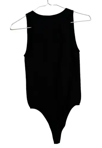 Aritzia Sunday Best Black Bodysuit Ribbed Knit V-Neck Sleeveless Size Medium