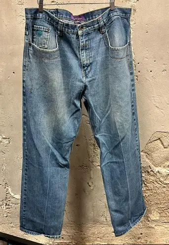 Rocawear Y2K Vintage Baggy Oversized Straight Leg Embroidered Pocket Jeans 38