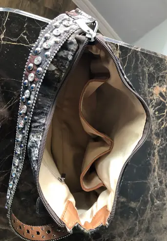 Camouflage Purse With Embellished Crystal Strap Green