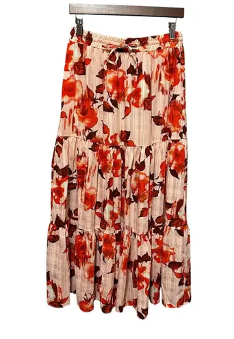 Sincerely Jules Maxi Skirt Womens L Boho Tiered Drawstring Floral Cottagecore