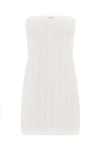 With Jean WITH JÉAN Frankie Strapless Mini Dress, White Pointelle, Medium