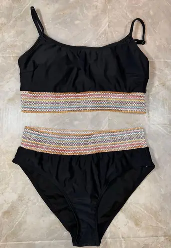 NWOT Black Retro Band Bikini Set (Size M) Size M